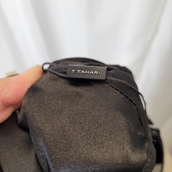 Tahari Black Tan Asymmetrical Sheath Office Dress with Zipper Accents, 8 - Picture 13 of 15